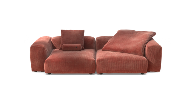 vetsak | Sofa Set 02 Large - Cord Velour - Brick | Modular Sofa | 3.5 Seater | Big Sofa