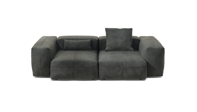 vetsak | Sofa Set 02 Medium - Leather - Dark Grey | Modular Sofa | 2.5 Seater | Big Sofa