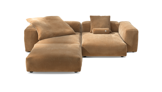 vetsak | Sofa Set 03 - Cord Velour - Camel | Modular Sofa | 3.5 Seater | Big Sofa | Corner Sofa