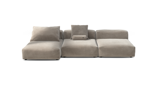 vetsak | Sofa Set 04 - Cord Velour - Platinum | Modular Sofa | 5 Seater | Big Sofa
