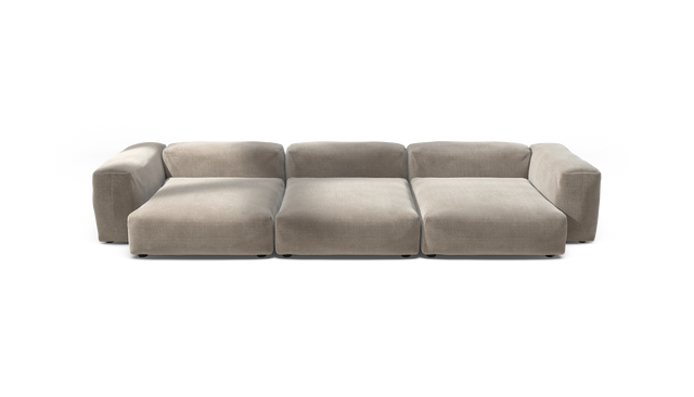 vetsak | Sofa Set 05 - Cord Velour - Platinum | Modular Sofa | 5 Seater | Big Sofa | Corner Sofa