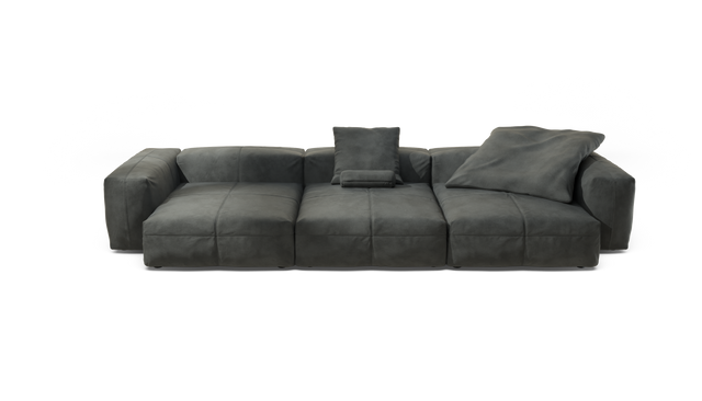vetsak | Sofa Set 05 - Leather - Dark Grey | Modular Sofa | 5 Seater | Big Sofa | Corner Sofa