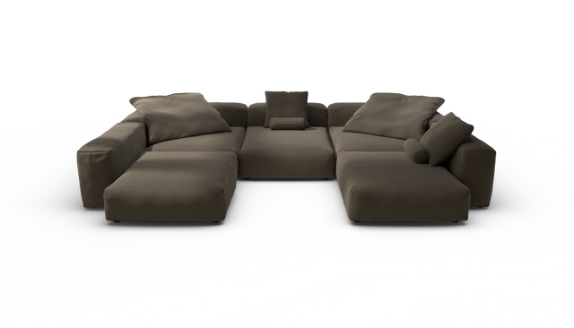 vetsak | Sofa Set 06 - Breeze - Brown | Modular Sofa | 6.5 Seater | Big Sofa | U-Shape | Corner Sofa
