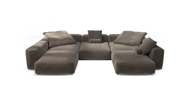 vetsak | Sofa Set 06 - Cord Velour - Mocha | Modular Sofa | 6.5 Seater | Big Sofa | U-Shape | Corner Sofa