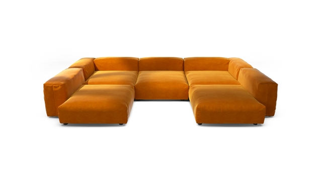 vetsak | Sofa Set 06 - Suave - Orange Blaze | Modular Sofa | 6.5 Seater | Big Sofa | U-Shape | Corner Sofa