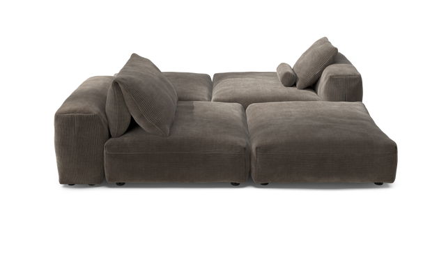 vetsak | Sofa Set 08 - Daybed - Cord Velour - Mocha | Modular Sofa | 6 Seater | Outdoor Island | Double lounger