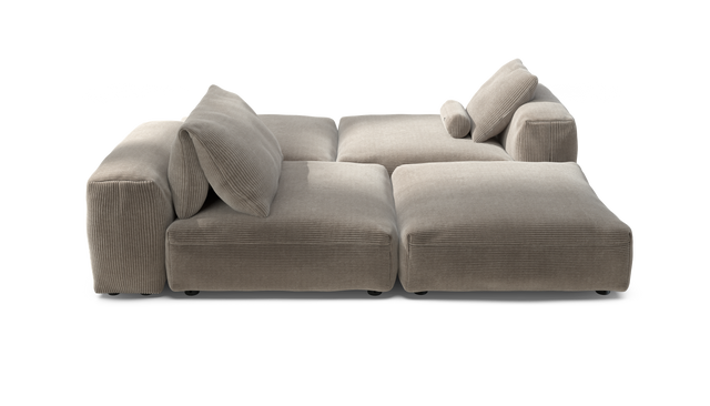 vetsak | Sofa Set 08 - Daybed - Cord Velour - Platinum | Modular Sofa | 6 Seater | Outdoor Island | Double lounger