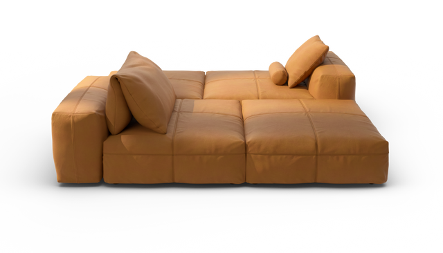 vetsak | Sofa Set 08 - Daybed - Leather - Brown | Modular Sofa | 6 Seater | Outdoor Island | Double lounger