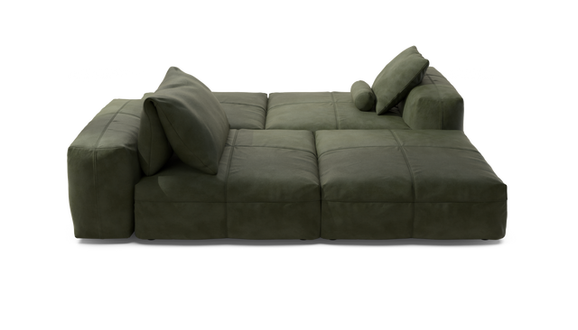 vetsak | Sofa Set 08 - Daybed - Leather - Olive | Modular Sofa | 6 Seater | Outdoor Island | Double lounger