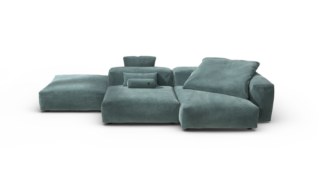 vetsak | Sofa Set 09 - The Island - Cord Velour - Mint | Modular Sofa | 7 Seater | Sofa Island