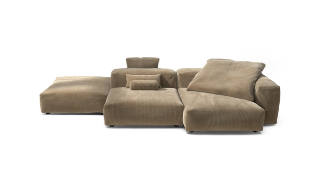vetsak | Sofa Set 09 - The Island - Cord Velour - Sand | Modular Sofa | 7 Seater | Sofa Island