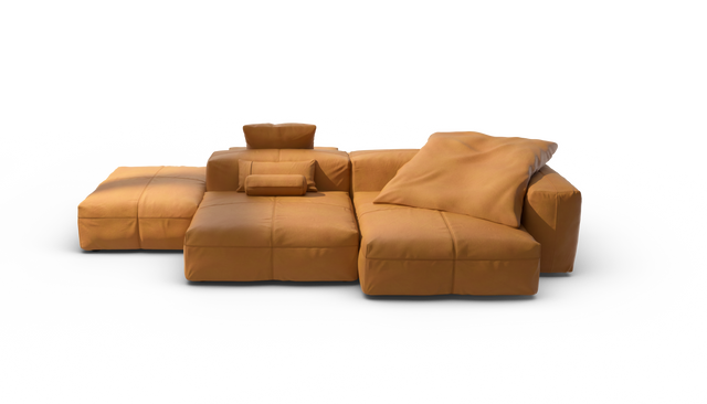 vetsak | Sofa Set 09 - The Island - Leather - Brown | Modular Sofa | 7 Seater | Sofa Island