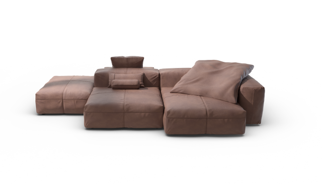 vetsak | Sofa Set 09 - The Island - Leather - Stone | Modular Sofa | 7 Seater | Sofa Island