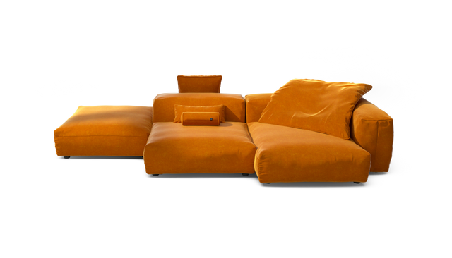 vetsak | Sofa Set 09 - The Island - Suave - Orange Blaze | Modular Sofa | 7 Seater | Sofa Island