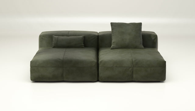 vetsak | Sofa Set 01 Large - Leather - Olive | Modular Sofa | 3.5 Seater