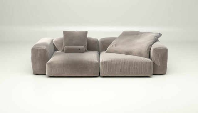 vetsak | Sofa Set 02 Large - Cord Velour - Platinum | Modular Sofa | 3.5 Seater | Big Sofa