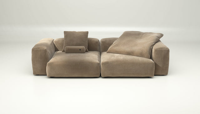 vetsak | Sofa Set 02 Large - Cord Velour - Sand | Modular Sofa | 3.5 Seater | Big Sofa