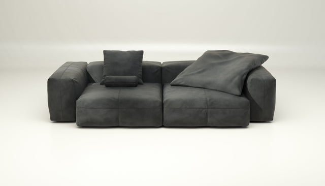 vetsak | Sofa Set 02 Large - Leather - Dark Grey | Modular Sofa | 3.5 Seater | Big Sofa