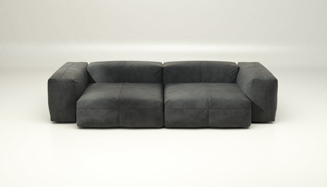 vetsak | Sofa Set 02 Large - Leather - Dark Grey | Modular Sofa | 3.5 Seater | Big Sofa