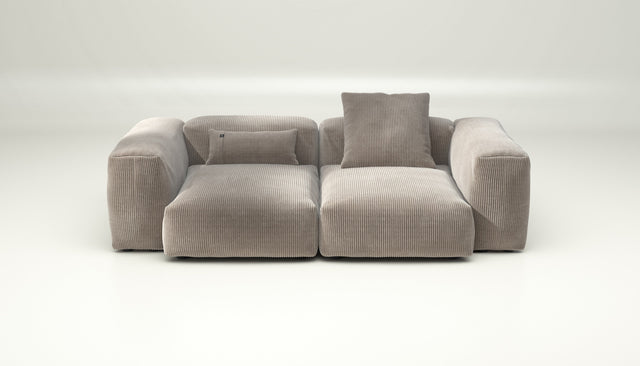 vetsak | Sofa Set 02 Medium - Cord Velour - Platinum | Modular Sofa | 2.5 Seater | Big Sofa