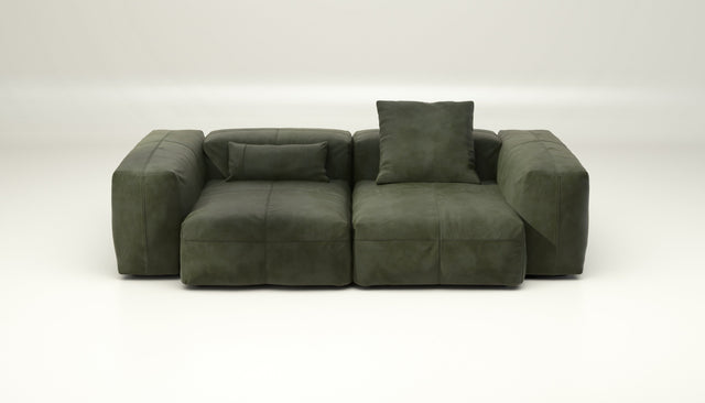 vetsak | Sofa Set 02 Medium - Leather - Olive | Modular Sofa | 2.5 Seater | Big Sofa