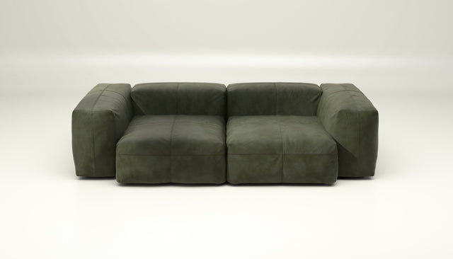 vetsak | Sofa Set 02 Medium - Leather - Olive | Modular Sofa | 2.5 Seater | Big Sofa