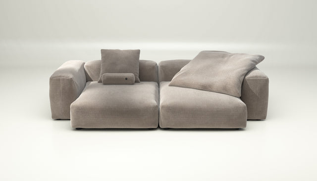 vetsak | Sofa Set 02 XLarge - Cord Velour - Platinum | Modular Sofa | 3.5 Seater | Big Sofa