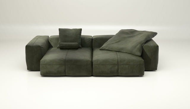 vetsak | Sofa Set 02 XLarge - Leather - Olive | Modular Sofa | 3.5 Seater | Big Sofa