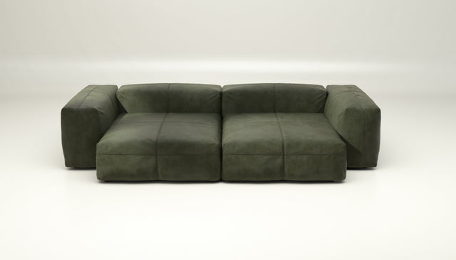 vetsak | Sofa Set 02 XLarge - Leather - Olive | Modular Sofa | 3.5 Seater | Big Sofa
