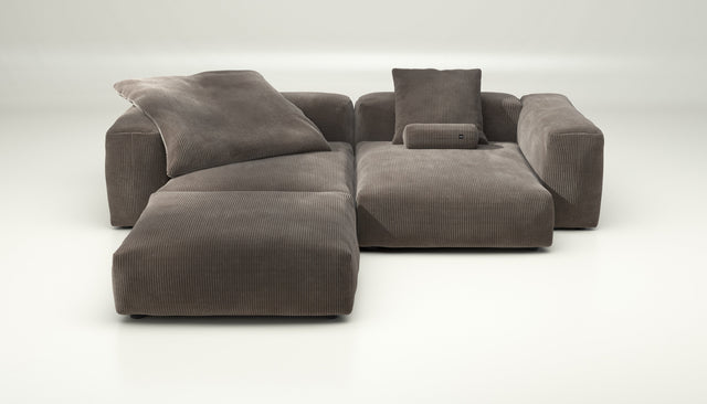 vetsak | Sofa Set 03 - Cord Velour - Mocha | Modular Sofa | 3.5 Seater | Big Sofa | Corner Sofa
