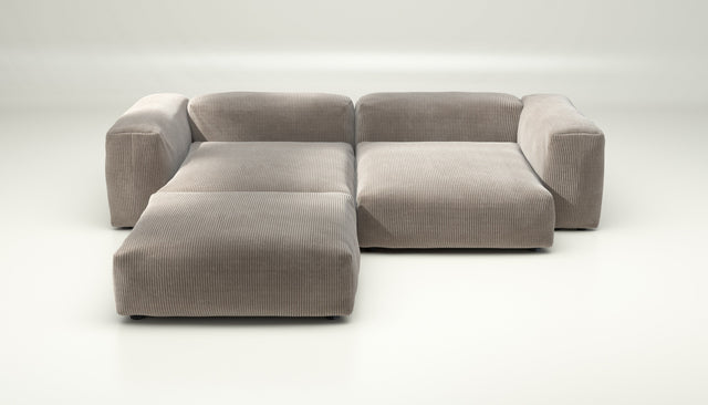 vetsak | Sofa Set 03 - Cord Velour - Platinum | Modular Sofa | 3.5 Seater | Big Sofa | Corner Sofa