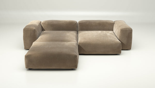 vetsak | Sofa Set 03 - Cord Velour - Sand | Modular Sofa | 3.5 Seater | Big Sofa | Corner Sofa