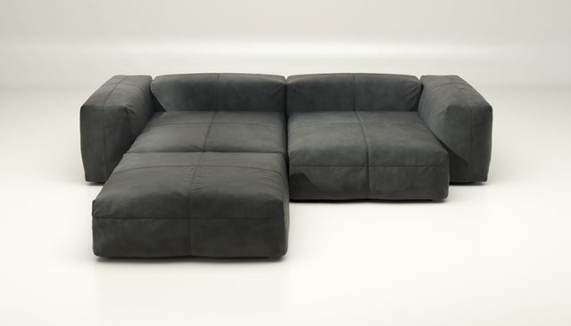 vetsak | Sofa Set 03 - Leather - Dark Grey | Modular Sofa | 3.5 Seater | Big Sofa | Corner Sofa