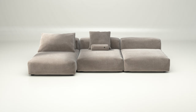 vetsak | Sofa Set 04 - Cord Velour - Platinum | Modular Sofa | 5 Seater | Big Sofa