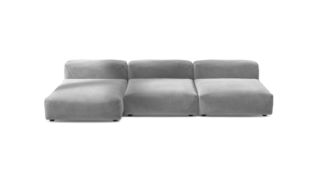 vetsak | Sofa Set 04 - Cord Velour - Light Grey | Modular Sofa | 5 Seater | Big Sofa
