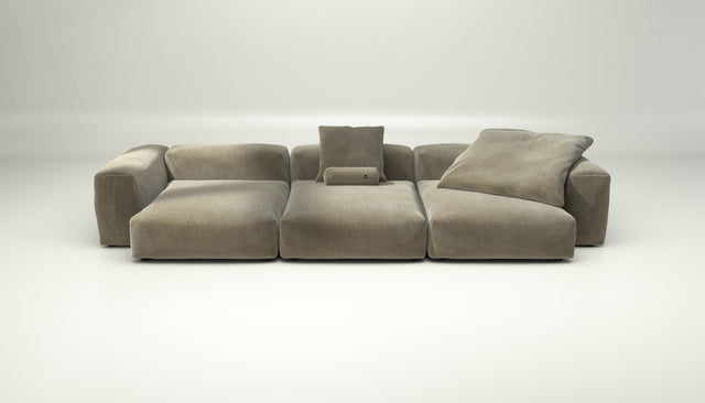 vetsak | Sofa Set 05 - Cord Velour - Khaki | Modular Sofa | 5 Seater | Big Sofa | Corner Sofa