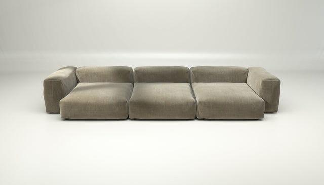 vetsak | Sofa Set 05 - Cord Velour - Khaki | Modular Sofa | 5 Seater | Big Sofa | Corner Sofa