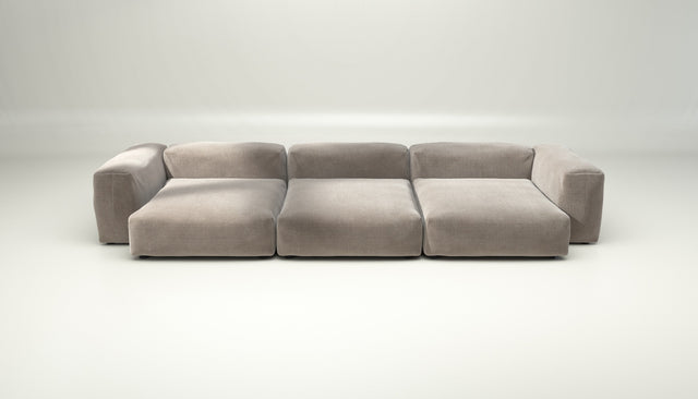 vetsak | Sofa Set 05 - Cord Velour - Platinum | Modular Sofa | 5 Seater | Big Sofa | Corner Sofa