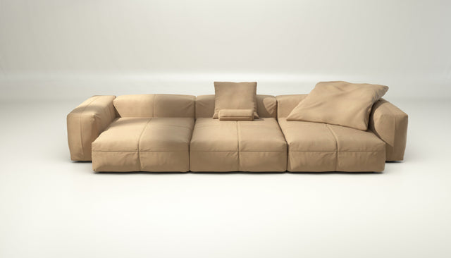 vetsak | Sofa Set 05 - Leather - Beige | Modular Sofa | 5 Seater | Big Sofa | Corner Sofa