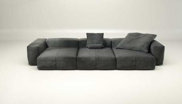 vetsak | Sofa Set 05 - Leather - Dark Grey | Modular Sofa | 5 Seater | Big Sofa | Corner Sofa