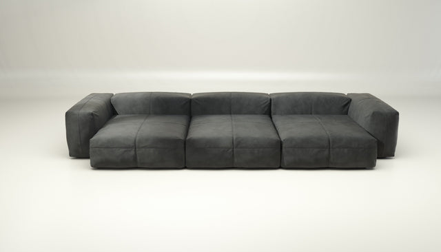 vetsak | Sofa Set 05 - Leather - Dark Grey | Modular Sofa | 5 Seater | Big Sofa | Corner Sofa