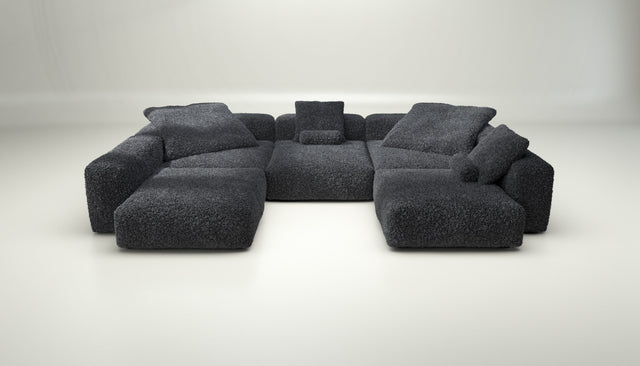 vetsak | Sofa Set 06 - Doodle - Dark Grey | Modular Sofa | 6.5 Seater | Big Sofa | U-Shape | Corner Sofa