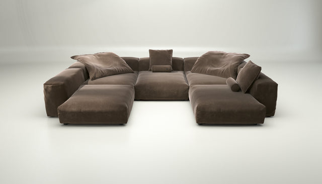 vetsak | Sofa Set 06 - Suave - Espresso | Modular Sofa | 6.5 Seater | Big Sofa | U-Shape | Corner Sofa