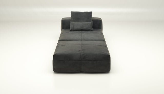vetsak | Sofa Set 07 - Sun Lounger - Leather - Dark Grey | Modular Sofa | 2 Seater | Daybed | Chaiselounge