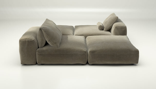vetsak | Sofa Set 08 - Daybed - Cord Velour - Khaki | Modular Sofa | 6 Seater | Outdoor Island | Double lounger