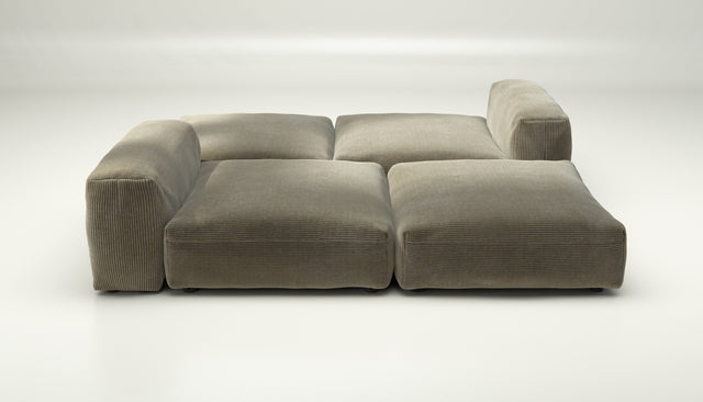 vetsak | Sofa Set 08 - Daybed - Cord Velour - Khaki | Modular Sofa | 6 Seater | Outdoor Island | Double lounger
