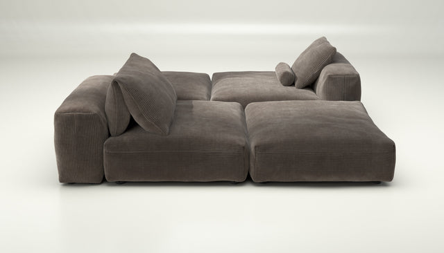 vetsak | Sofa Set 08 - Daybed - Cord Velour - Mocha | Modular Sofa | 6 Seater | Outdoor Island | Double lounger