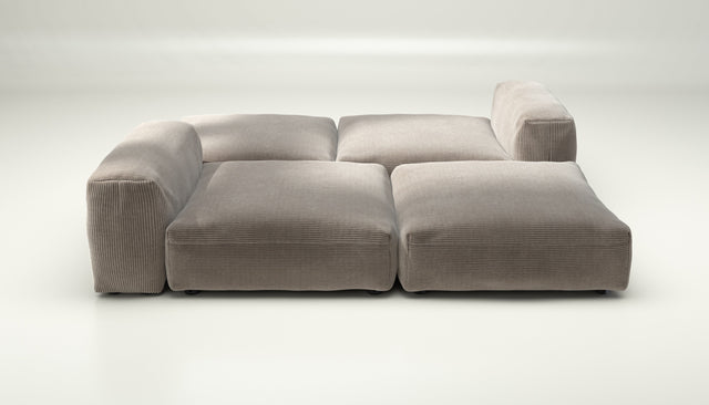 vetsak | Sofa Set 08 - Daybed - Cord Velour - Platinum | Modular Sofa | 6 Seater | Outdoor Island | Double lounger