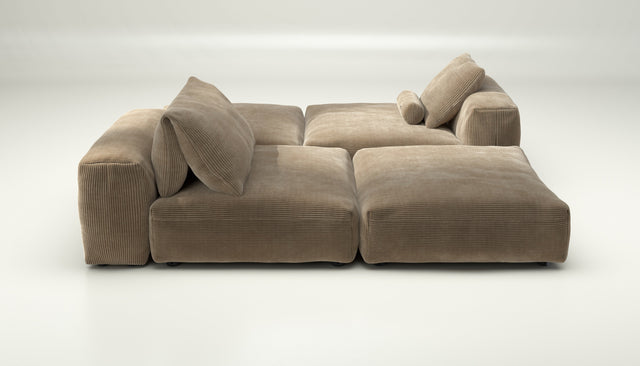 vetsak | Sofa Set 08 - Daybed - Cord Velour - Sand | Modular Sofa | 6 Seater | Outdoor Island | Double lounger