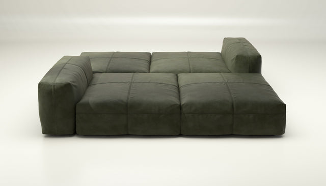 vetsak | Sofa Set 08 - Daybed - Leather - Olive | Modular Sofa | 6 Seater | Outdoor Island | Double lounger